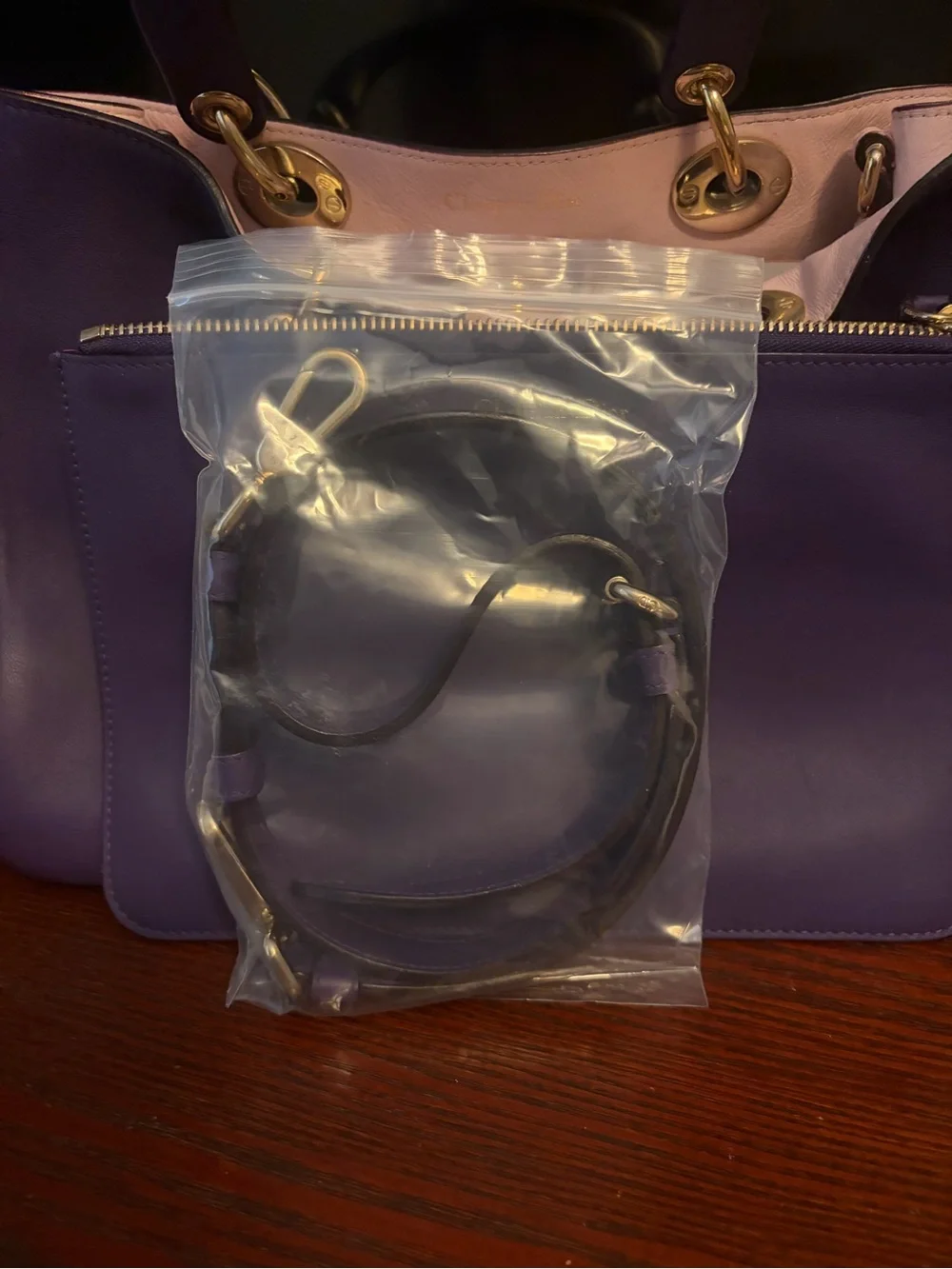 Dior Purple Leather Top-Handle Satchel with Gold Hardware